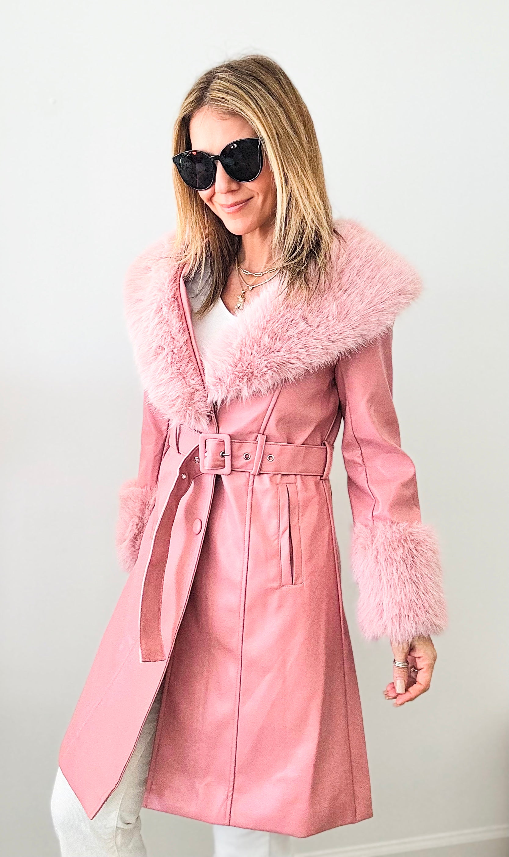 Elle pink trench clearance coat