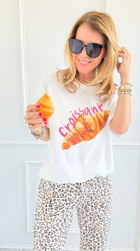 Croissant Italian T-Shirt-110 Short Sleeve Tops-Italianissimo-Coastal Bloom Boutique, find the trendiest versions of the popular styles and looks Located in Indialantic, FL