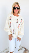 Nutcracker Cross Stitch Sweatshirt-140 Sweaters-Peach Love California-Coastal Bloom Boutique, find the trendiest versions of the popular styles and looks Located in Indialantic, FL