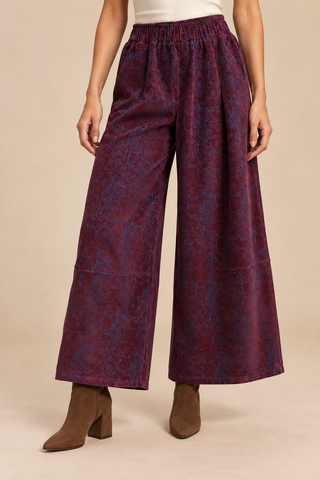 Vintage Suede Detail Pant- Wine