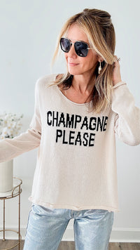"Champagne Please" Knit Lightweight Sweater - Beige-140 Sweaters-Miracle-Coastal Bloom Boutique, find the trendiest versions of the popular styles and looks Located in Indialantic, FL