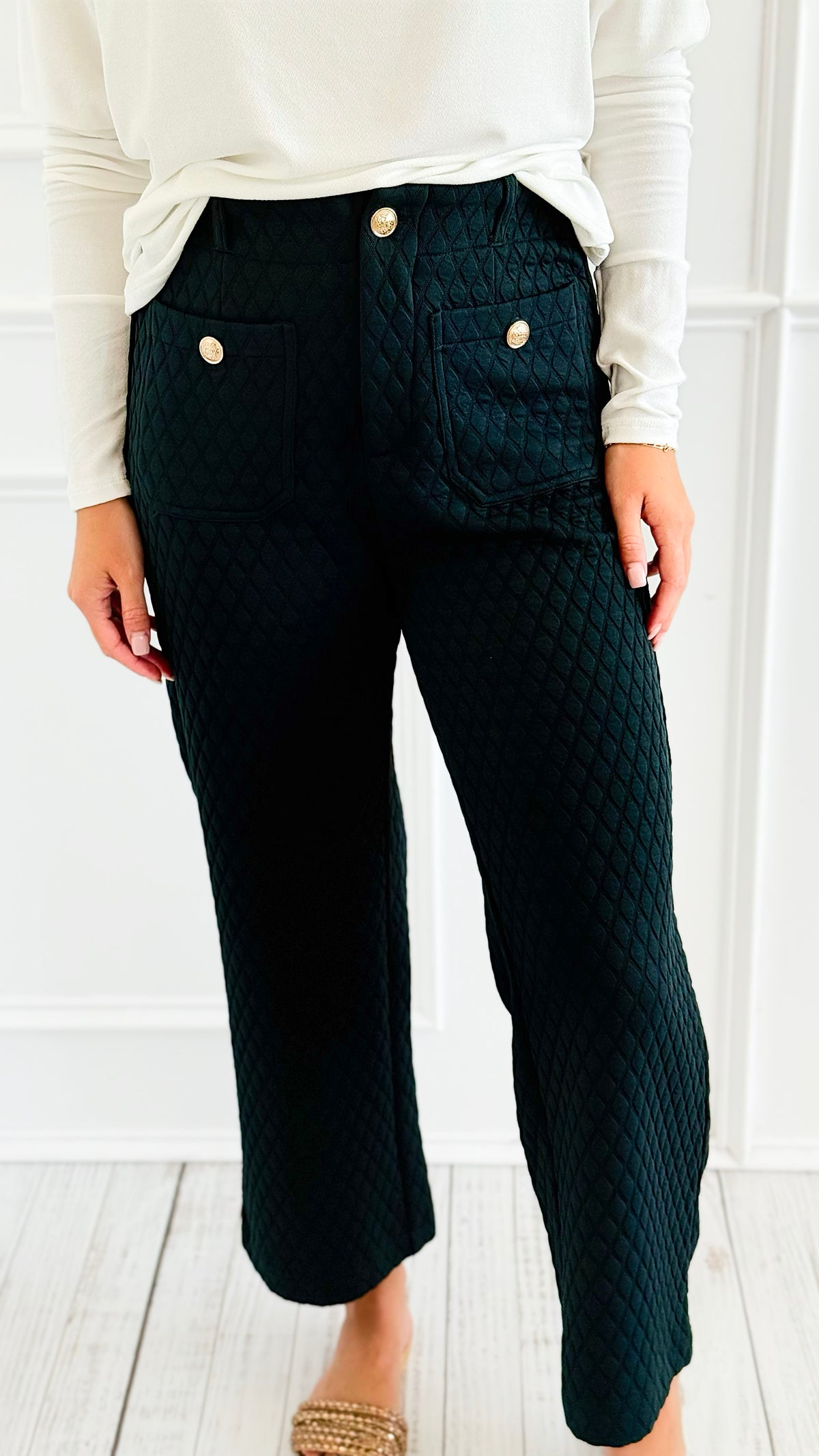 Buttoned Up Quilted Pants-170 Bottoms-VOY-Coastal Bloom Boutique, find the trendiest versions of the popular styles and looks Located in Indialantic, FL