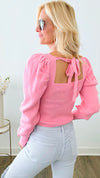 Dreamy Puff Long Sleeve Top - Pink-130 Long Sleeve Tops-entro-Coastal Bloom Boutique, find the trendiest versions of the popular styles and looks Located in Indialantic, FL