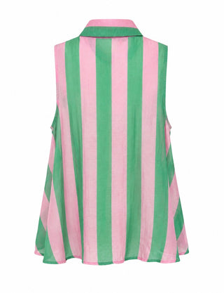 Cabana Stripe Sleeveless Italian Top- Green/Pink