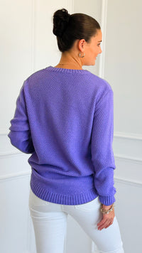 Round Neck Basic Sweater - Lavender-140 Sweaters-Zenana-Coastal Bloom Boutique, find the trendiest versions of the popular styles and looks Located in Indialantic, FL