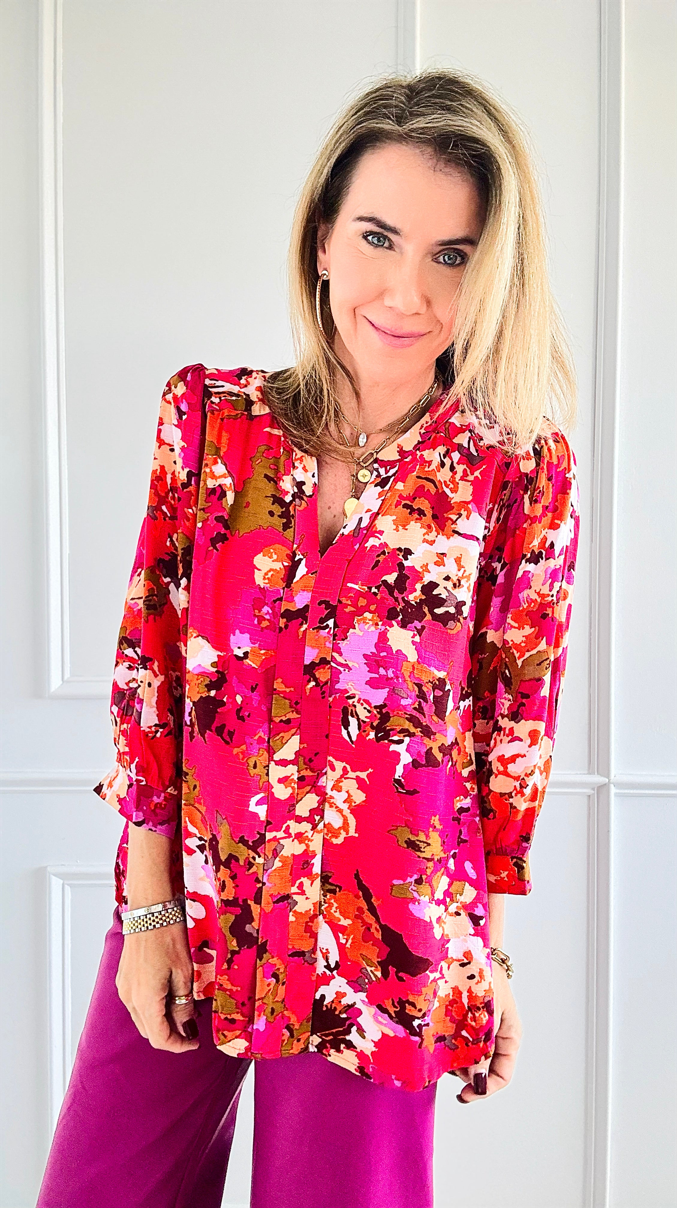 Wildflower Burst Blouse Top-130 Long Sleeve Tops-Jodifl-Coastal Bloom Boutique, find the trendiest versions of the popular styles and looks Located in Indialantic, FL