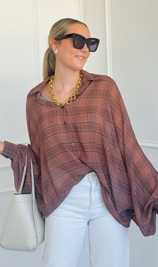 Sunday Plaid Italian Blouse