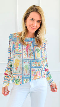 Tropical Windows Italian St Tropez Sweater-140 Sweaters-SORPRESA-Coastal Bloom Boutique, find the trendiest versions of the popular styles and looks Located in Indialantic, FL