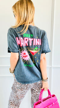 Martini All Night V-Neck Italian Graphic Tee-110 Short Sleeve Tops-FIRSTAGE-Coastal Bloom Boutique, find the trendiest versions of the popular styles and looks Located in Indialantic, FL