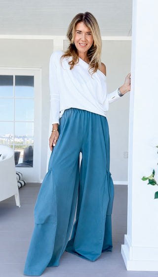 Moon Big Pocket Italian Pants - Dark Teal