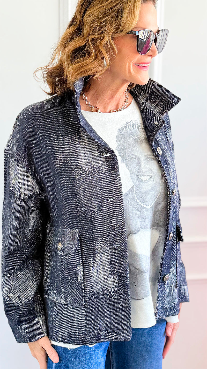 Denim Fade Italian Jacket-160 Jackets-V SKY-Coastal Bloom Boutique, find the trendiest versions of the popular styles and looks Located in Indialantic, FL