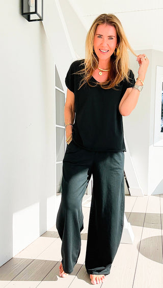 Alys French Terry Italian Pant- Black