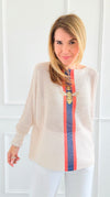 Bee You Italian St Tropez Knit- Cream-140 Sweaters-Italianissimo-Coastal Bloom Boutique, find the trendiest versions of the popular styles and looks Located in Indialantic, FL