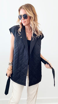 Quilted Wrap Vest - Black-160 Jackets-Before You-Coastal Bloom Boutique, find the trendiest versions of the popular styles and looks Located in Indialantic, FL