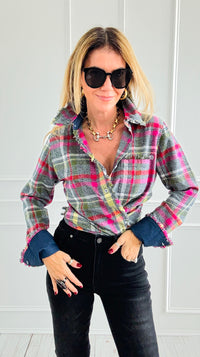PRE ORDER Cape Cod Flannel Top-110 Long Sleeve Tops-Dizzy Lizzie-Coastal Bloom Boutique, find the trendiest versions of the popular styles and looks Located in Indialantic, FL