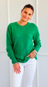 Round Neck Basic Sweater - K GREEN-140 Sweaters-Zenana-Coastal Bloom Boutique, find the trendiest versions of the popular styles and looks Located in Indialantic, FL