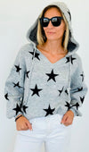 Star Printed Hoodie Sweater-140 Sweaters-Miracle-Coastal Bloom Boutique, find the trendiest versions of the popular styles and looks Located in Indialantic, FL