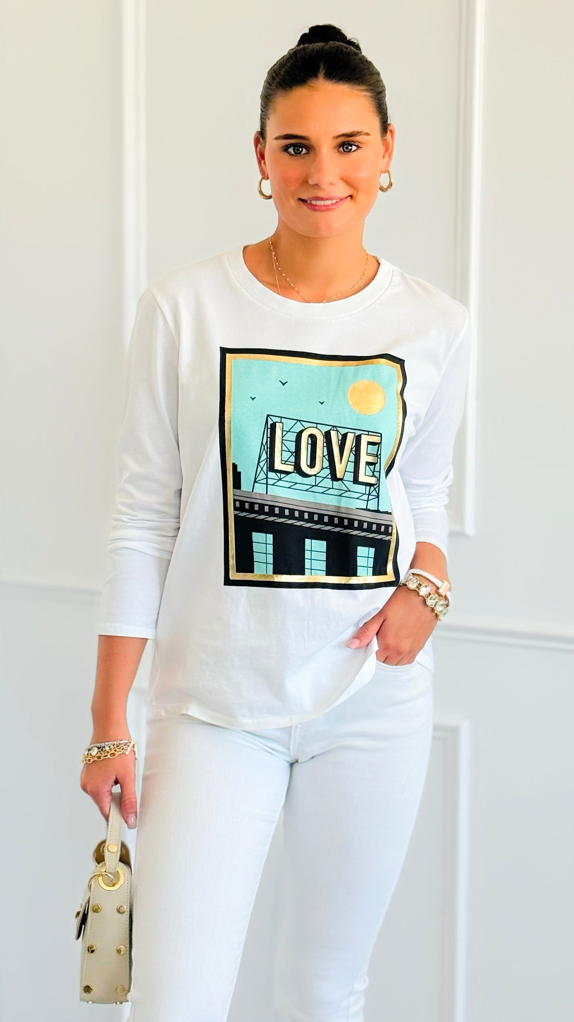 City Love Italian Pullover-110 short Sleeve Top-V SKY-Coastal Bloom Boutique, find the trendiest versions of the popular styles and looks Located in Indialantic, FL