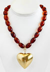 Chunky Heart Statement Tortoise Necklace-230 Jewelry-YOCHI-Coastal Bloom Boutique, find the trendiest versions of the popular styles and looks Located in Indialantic, FL