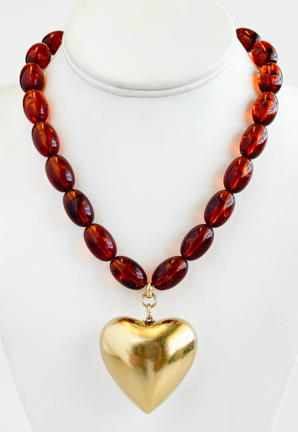 Chunky Heart Statement Tortoise Necklace-230 Jewelry-YOCHI-Coastal Bloom Boutique, find the trendiest versions of the popular styles and looks Located in Indialantic, FL