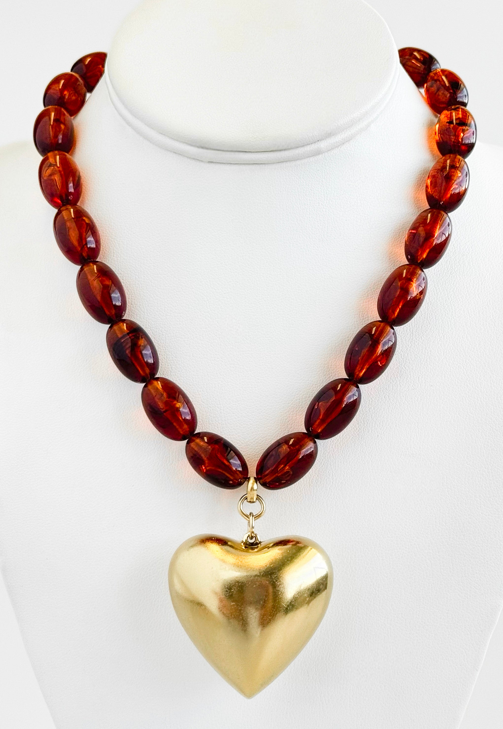 Chunky Heart Statement Tortoise Necklace-230 Jewelry-YOCHI-Coastal Bloom Boutique, find the trendiest versions of the popular styles and looks Located in Indialantic, FL