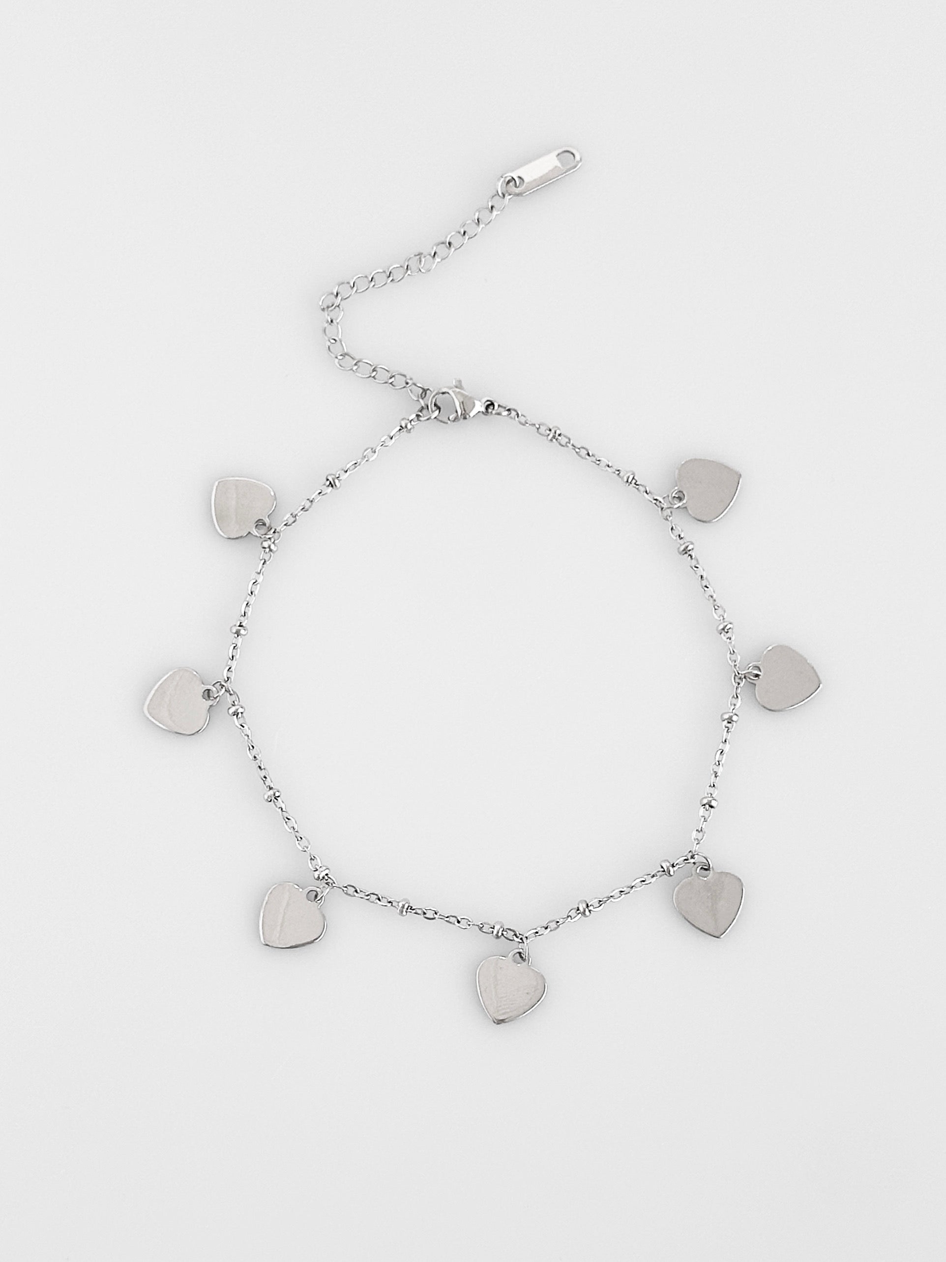 Stainless Steel Heart Station Anklet-230 Jewelry-NYW-Coastal Bloom Boutique, find the trendiest versions of the popular styles and looks Located in Indialantic, FL