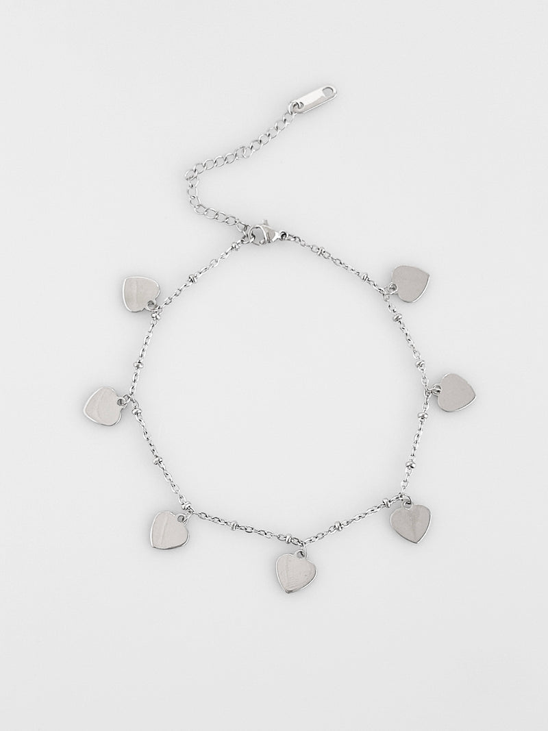 Stainless Steel Heart Station Anklet-230 Jewelry-NYW-Coastal Bloom Boutique, find the trendiest versions of the popular styles and looks Located in Indialantic, FL