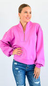 Zip-Up Scuba Long Sleeve Sweatshirt - Magenta-110 Short Sleeve Tops-BucketList-Coastal Bloom Boutique, find the trendiest versions of the popular styles and looks Located in Indialantic, FL