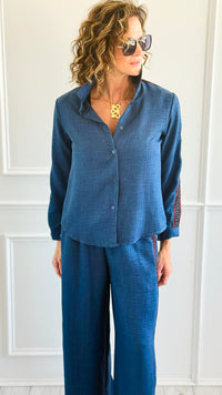 Leopard Ribbon Italian Pant Set-210 Loungewear/Sets-Mitica & Co-Coastal Bloom Boutique, find the trendiest versions of the popular styles and looks Located in Indialantic, FL