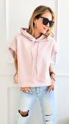 Textured Pattern Hoodie Top-110 Short Sleeve Tops-BucketList-Coastal Bloom Boutique, find the trendiest versions of the popular styles and looks Located in Indialantic, FL