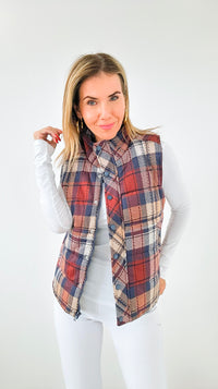 Highland Plaid Puffer Vest-160 Jackets-Staccato-Coastal Bloom Boutique, find the trendiest versions of the popular styles and looks Located in Indialantic, FL