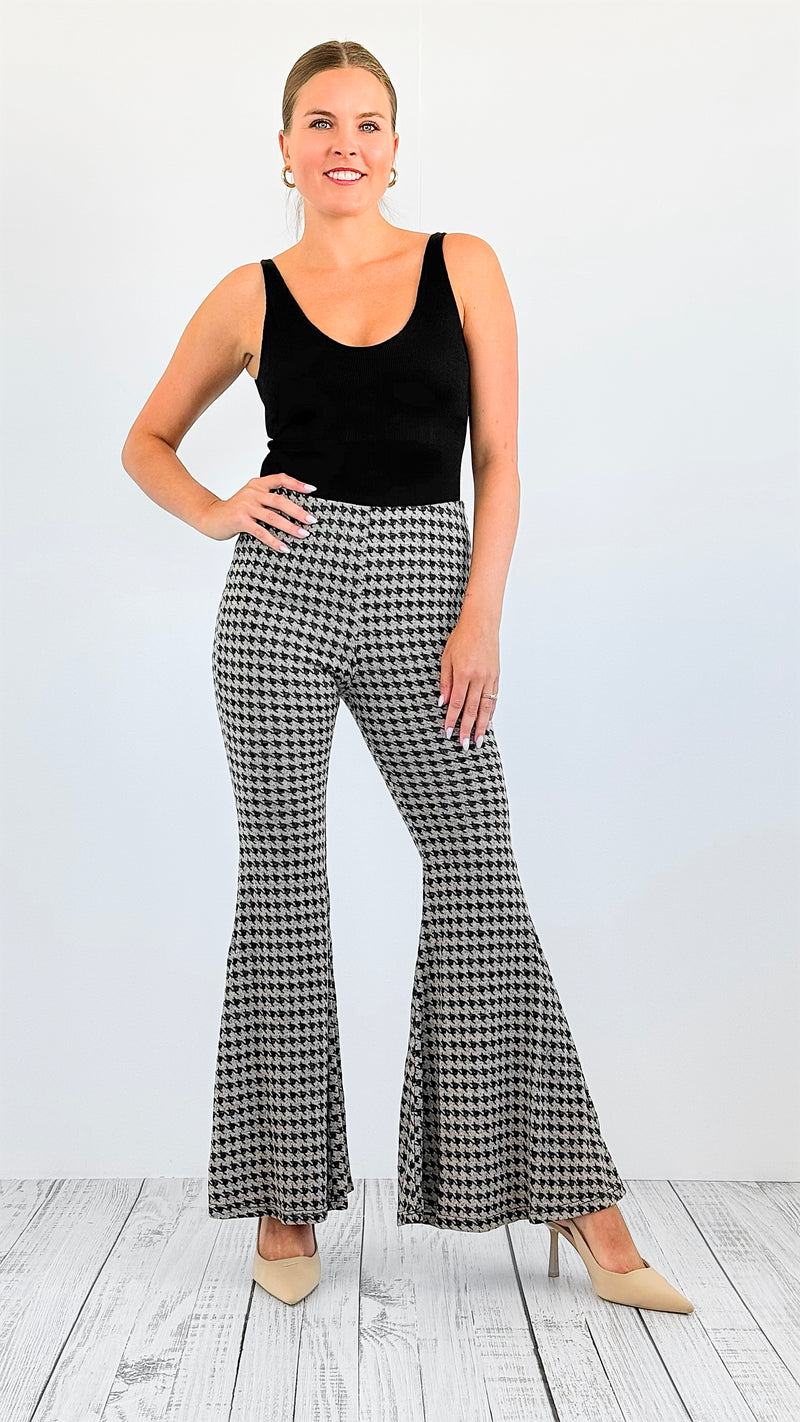 Timeless Chic Houndstooth Flare Pants-pants-BucketList-Coastal Bloom Boutique, find the trendiest versions of the popular styles and looks Located in Indialantic, FL