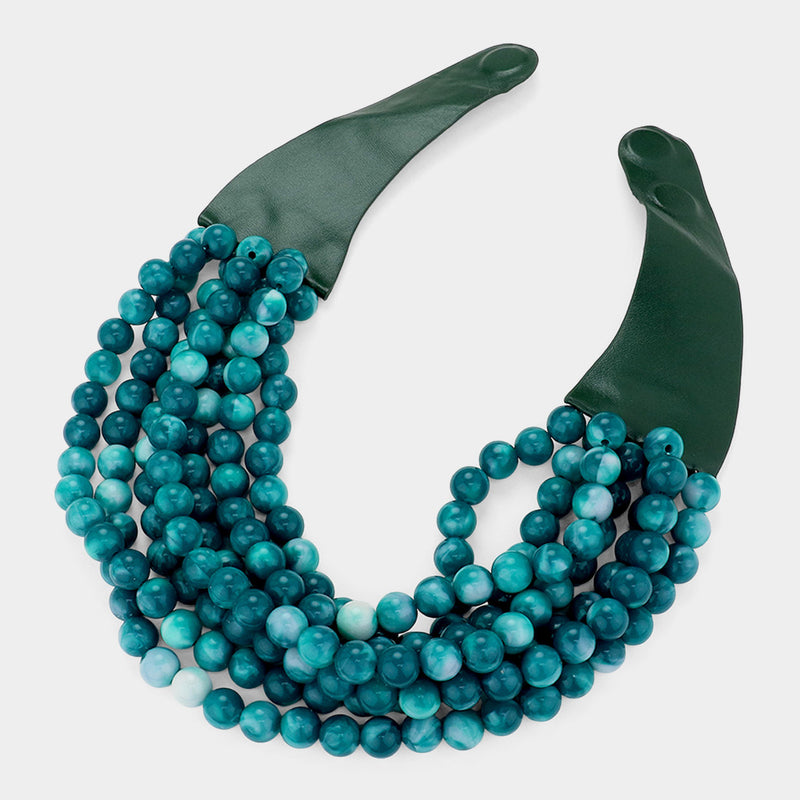 Oceanside Layers Beaded Necklace - Dark Turquoise-230 Jewelry-NYW-Coastal Bloom Boutique, find the trendiest versions of the popular styles and looks Located in Indialantic, FL