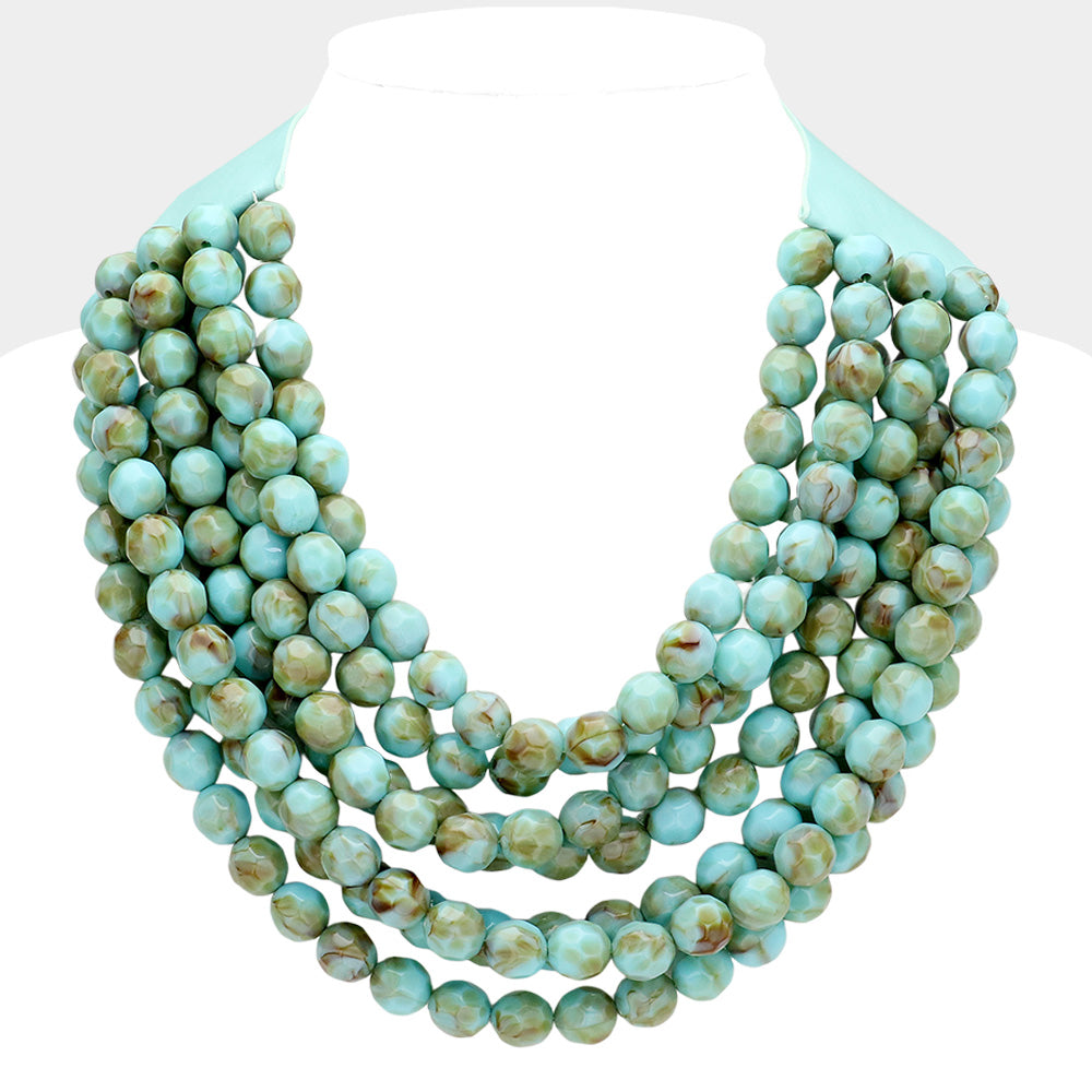 Oceanside Layers Beaded Necklace - Turquoise-230 Jewelry-NYW-Coastal Bloom Boutique, find the trendiest versions of the popular styles and looks Located in Indialantic, FL