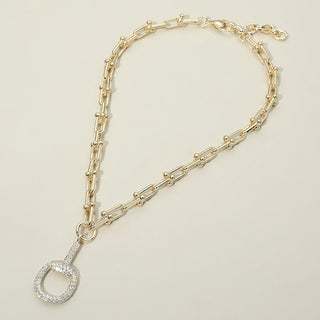 Sparkling Horsebit Drop Necklace