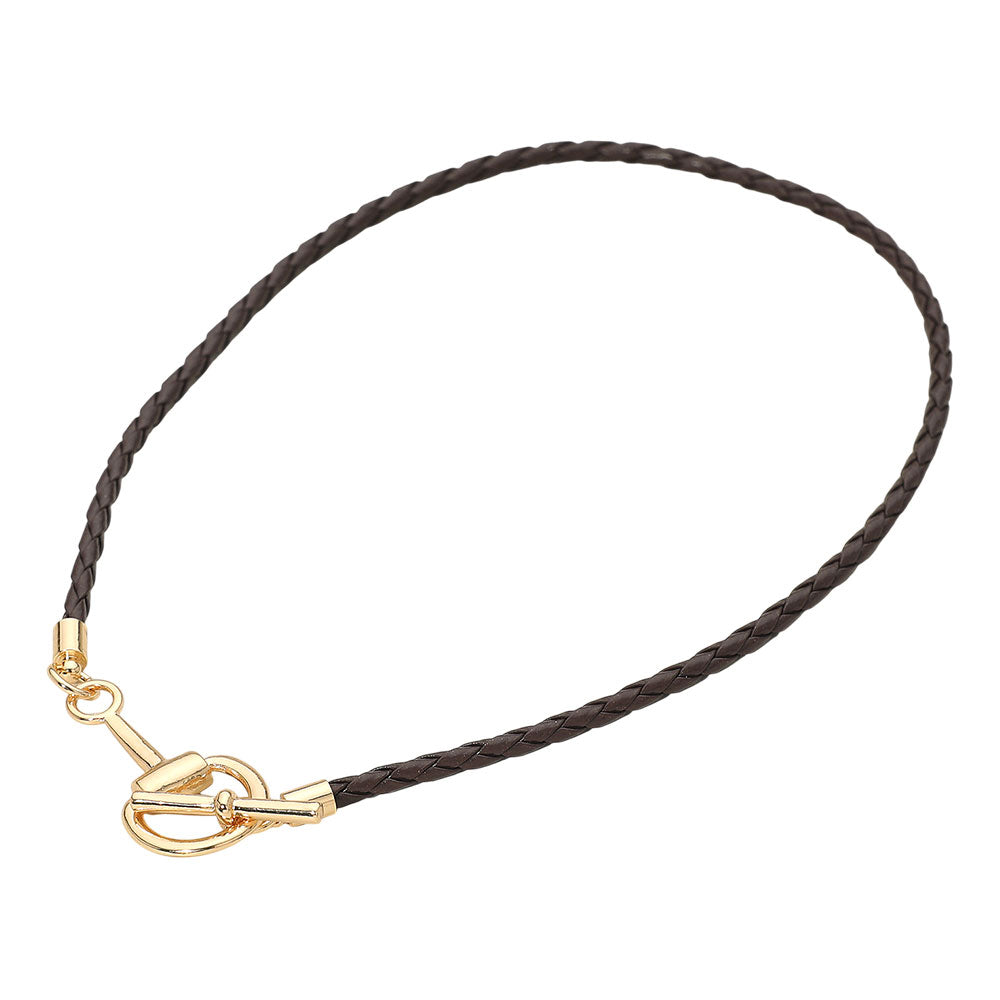 Braided Toggle Necklace - Brown