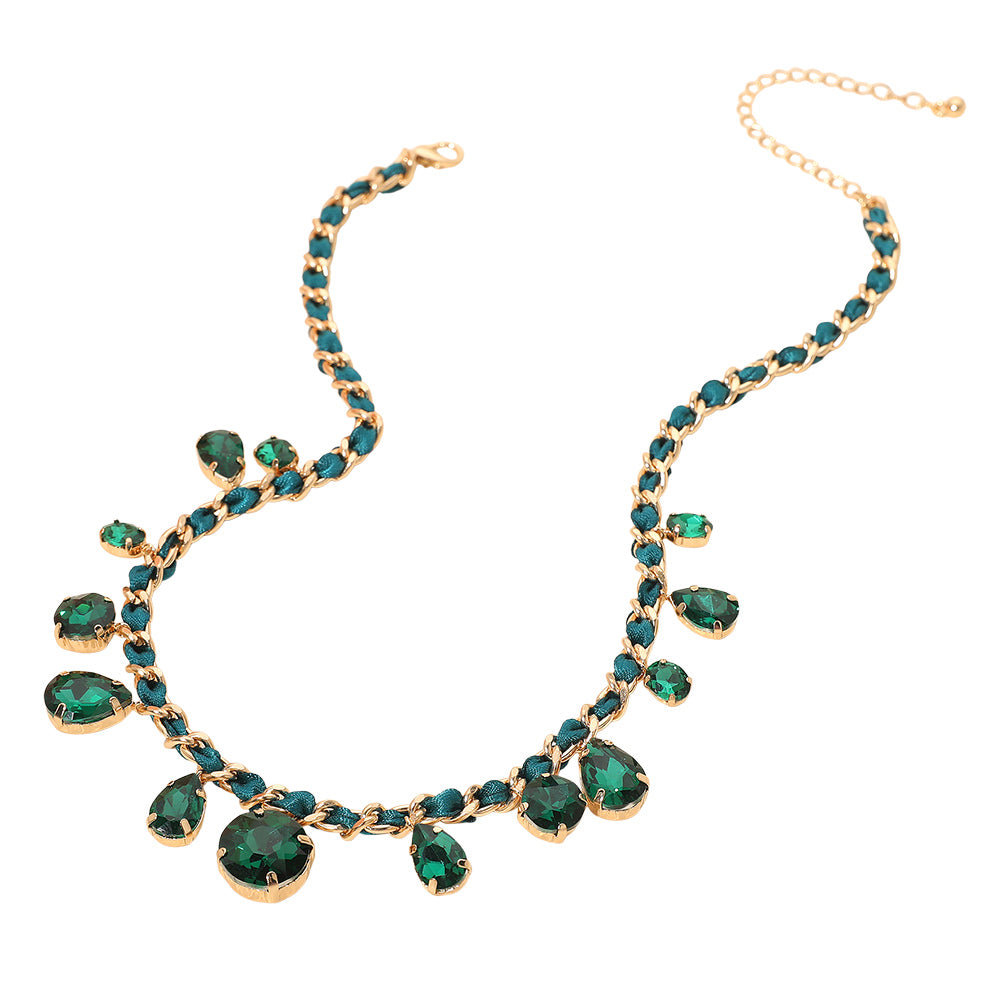 Teardrop Glam Necklace - Emerald