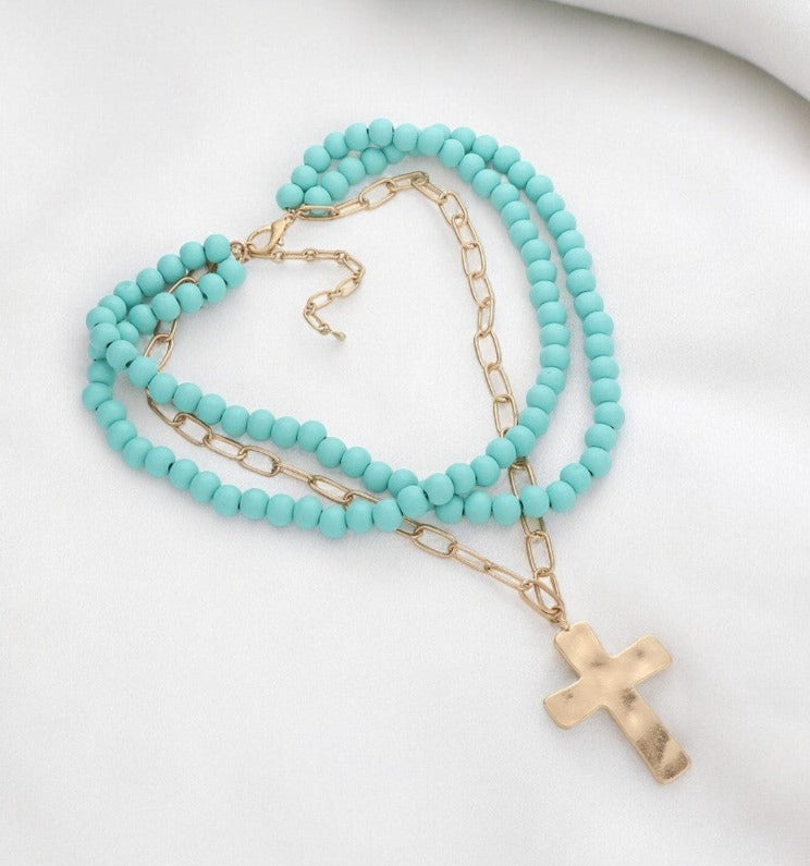 Cross Paperclip Chain Necklace – Coastal Bloom