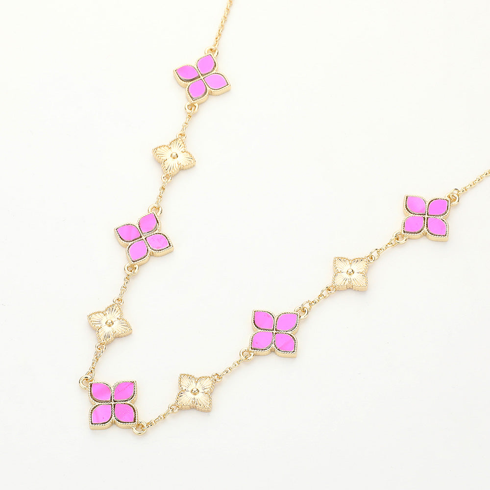 Enchanted Clover Necklace - Fuchsia-230 Jewelry-NYW-Coastal Bloom Boutique, find the trendiest versions of the popular styles and looks Located in Indialantic, FL