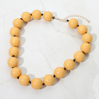 Chunky Round Accent Necklace - Pastel Yellow