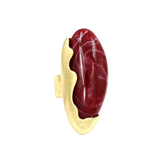 Sculptural Oval Ring -  Burgundy