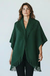 Solid Knit Fringe Trim Cocoon Shawl - Green-150 Cardigans/Layers-NYW-Coastal Bloom Boutique, find the trendiest versions of the popular styles and looks Located in Indialantic, FL