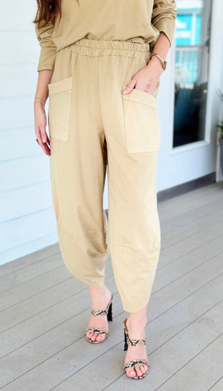 La Spezia Italian Barrel Pant - Light Camel