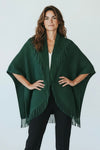 Solid Knit Fringe Trim Cocoon Shawl - Green-150 Cardigans/Layers-NYW-Coastal Bloom Boutique, find the trendiest versions of the popular styles and looks Located in Indialantic, FL