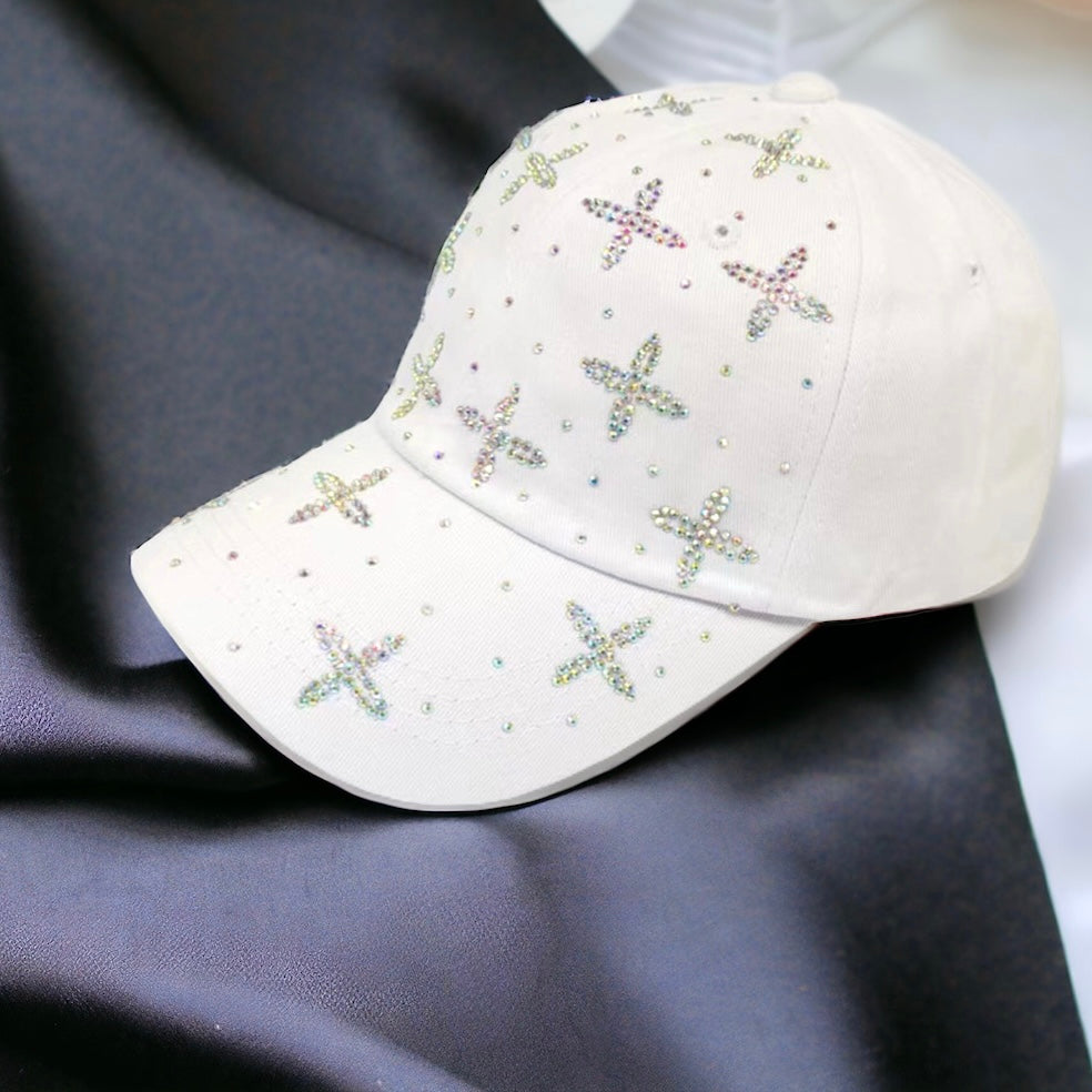 Bling Baseball Cap - White-260 Other Accessories-Wona Trading-Coastal Bloom Boutique, find the trendiest versions of the popular styles and looks Located in Indialantic, FL