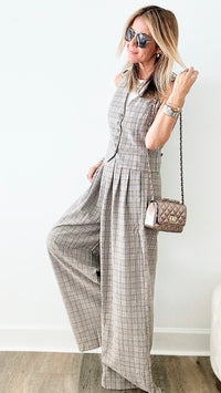 Jerry Wide Leg Plaid Trousers-170 Bottoms-GIGIO-Coastal Bloom Boutique, find the trendiest versions of the popular styles and looks Located in Indialantic, FL