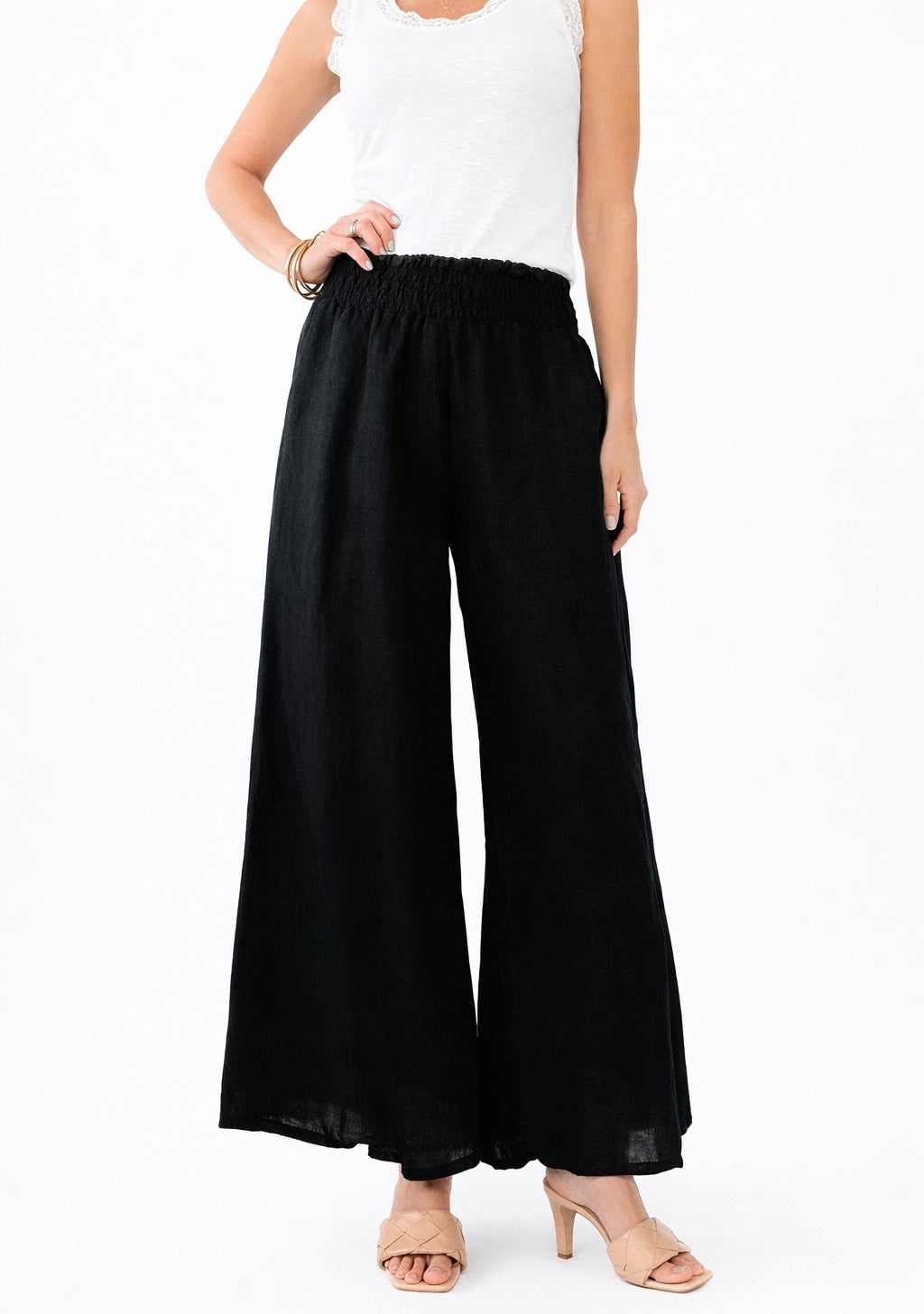 Born Free Linen Italian Palazzo - Black