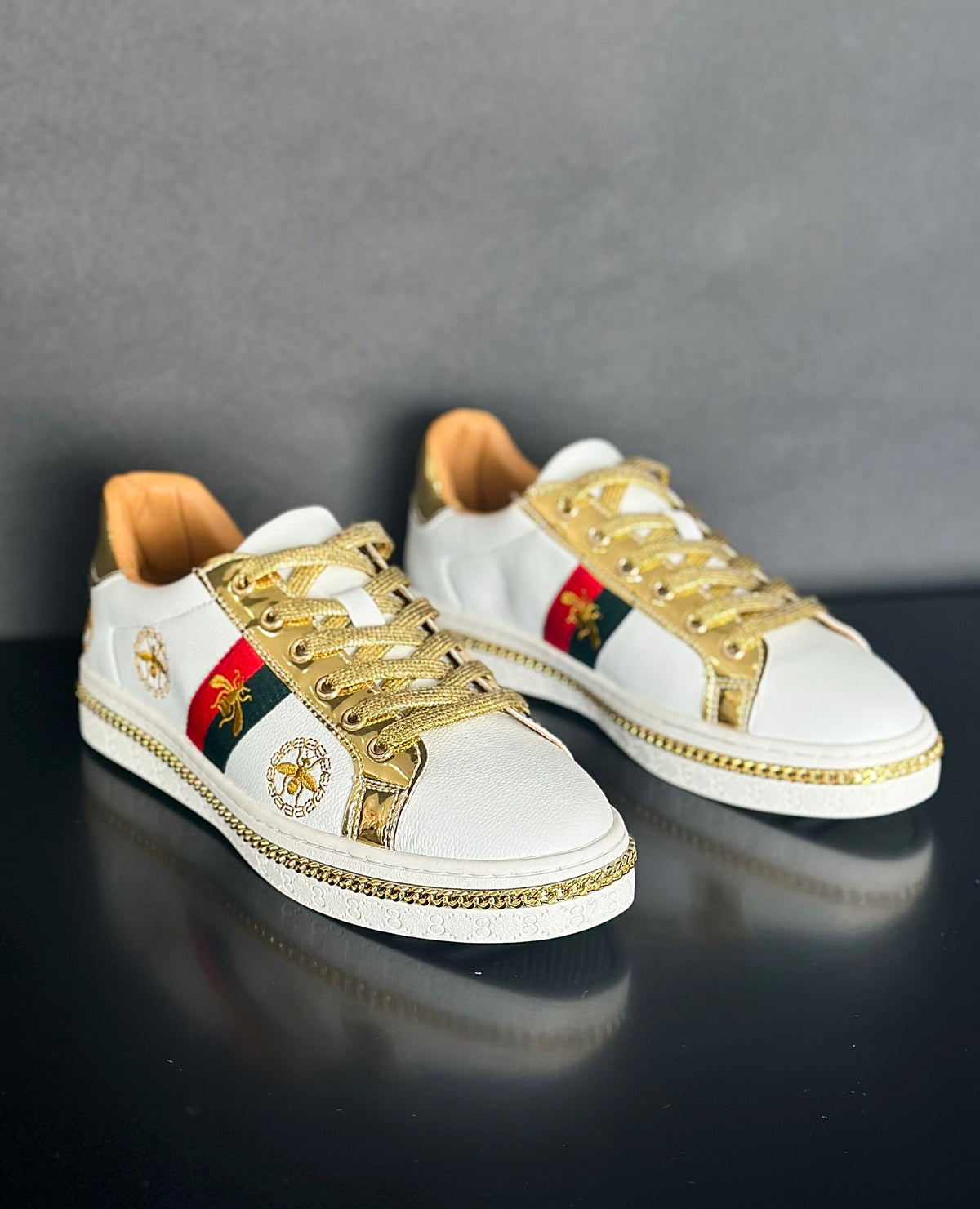 Honey Embroidered Sneakers - White-250 Shoes-CBALY-Coastal Bloom Boutique, find the trendiest versions of the popular styles and looks Located in Indialantic, FL