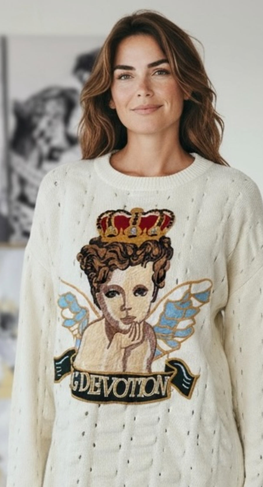 CB Custom - Angel Eyes Embroidered Sweater-140 Sweaters-Rousseau / Holly-Coastal Bloom Boutique, find the trendiest versions of the popular styles and looks Located in Indialantic, FL