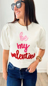 'Be My Valentine' Puff Sleeve Sweater-140 Sweaters-Peach Love California-Coastal Bloom Boutique, find the trendiest versions of the popular styles and looks Located in Indialantic, FL